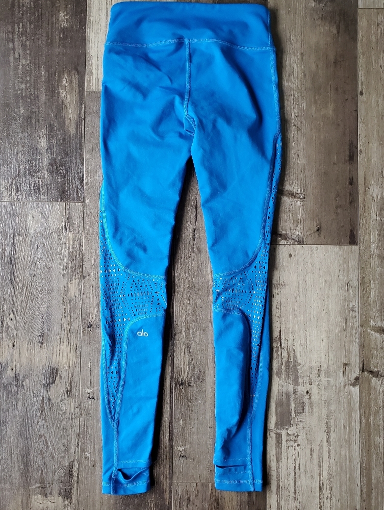 ALO Yoga Bright Blue Perforated Leggings - Picture 2 of 4